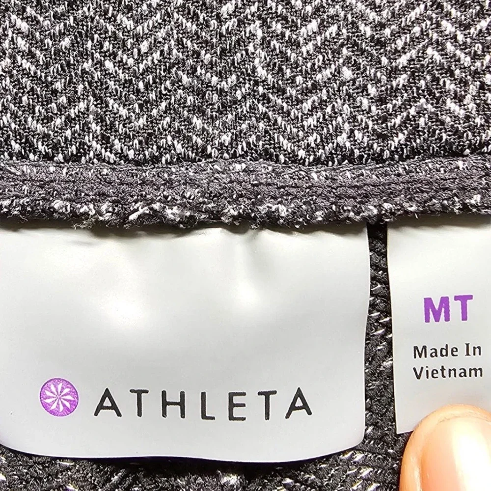 Athleta High Rise Herringbone Tight Leggings Womens MT Grey Black S/349156